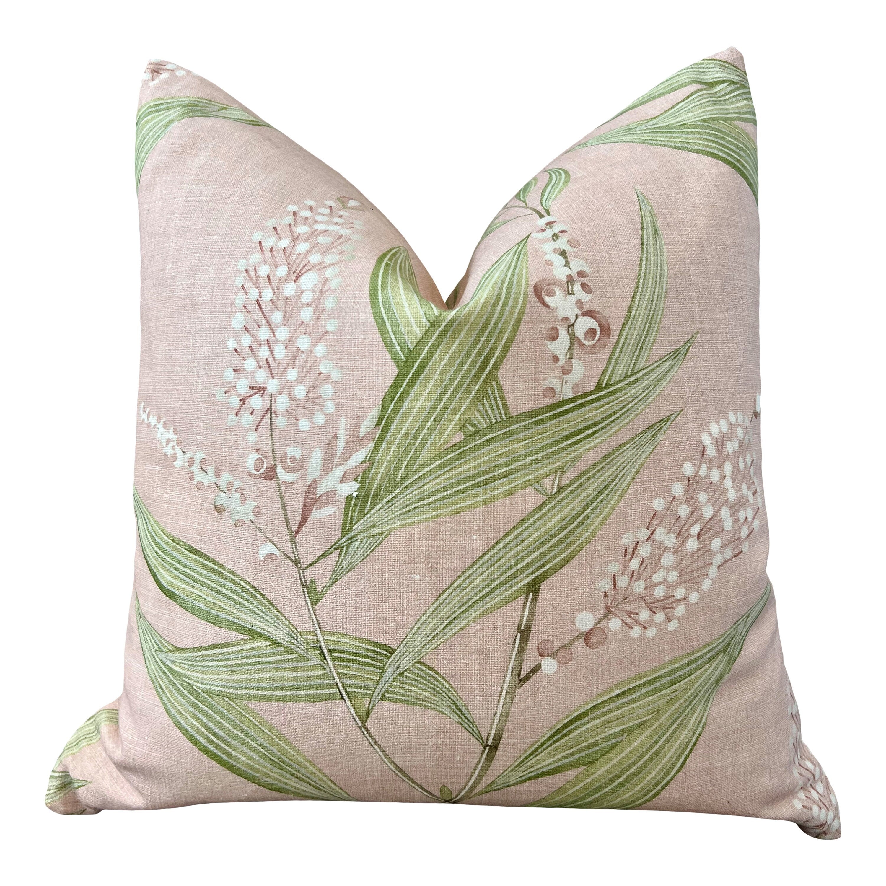 Winter Bud Floral Pillow in Blush. Designer Pillows, High End Pillow Floral Covers, Euro Sham Case 26"X26", Accent Blush Lumbar Pillows