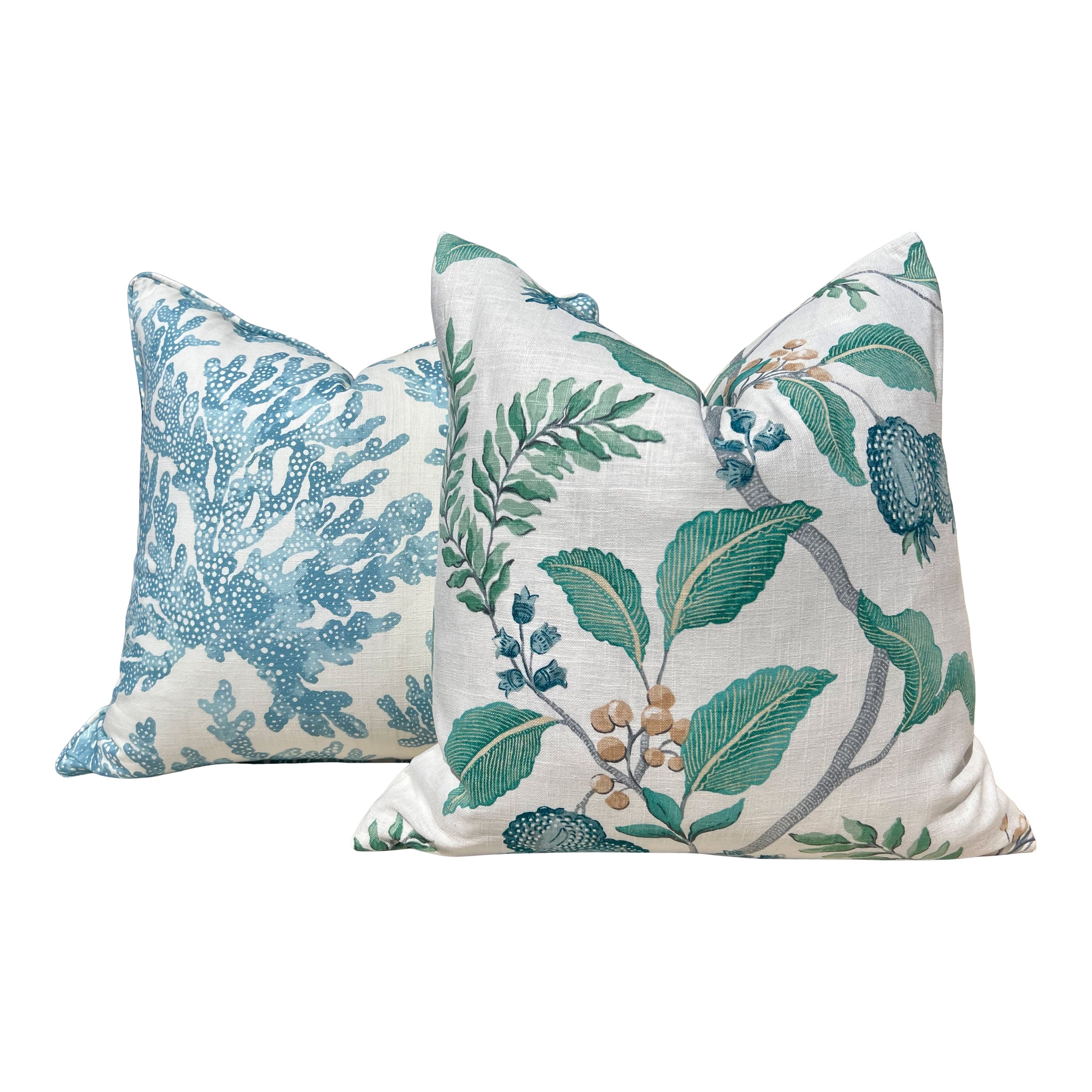 Thibaut Marine Coral Pillow Cover in Blue. Lumbar Coastal Pillow, Designer Beach House Pillow, Tropical Accent Pillow, Lumbar Throw Pillow