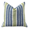 Load image into Gallery viewer, Outdoor/ Indoor Top Sail Striped Pillow Blue and Green. Designer Woven Decorative Sunbrella Outdoor Pillow Cover Blue and Green Stripes