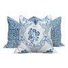 Load image into Gallery viewer, Thibaut Labyrinth Velvet Pillow in Blue. High End Pillows, Designer Raised Velvet Pillows, Geometric Velvet Pillows in Light Blue, Euro Sham