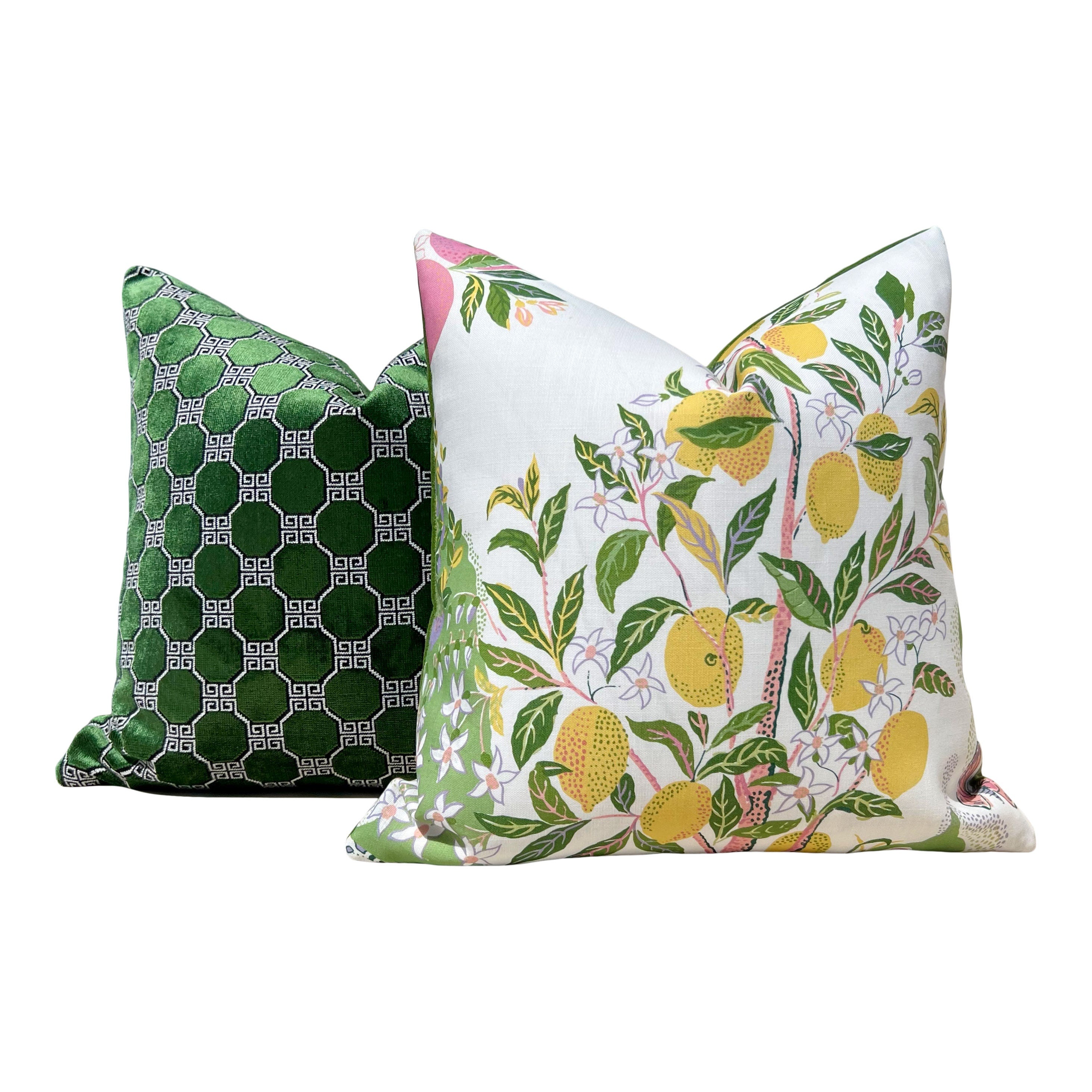 Schumacher Octavia Velvet Pillow in Emerald. Velvet Lux Pillow, Long Lumbar Pillow, Designer Pillows, High End Pillows, Contemporary Pillows