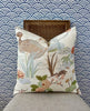 Lee Jofa Luzon Pillow in Apricot. Linen Cream Pillows, Designer Exotic Bird Pillows Luxury Botanical Pillow High End Cream, Green, Aqua