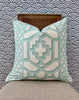 Schumacher Zanzibar Trellis Pillow in Mint. Designer Geometric Pillows, High End Aqua Pillow Covers, Accent Throw Pillows, Euro Sham Cover