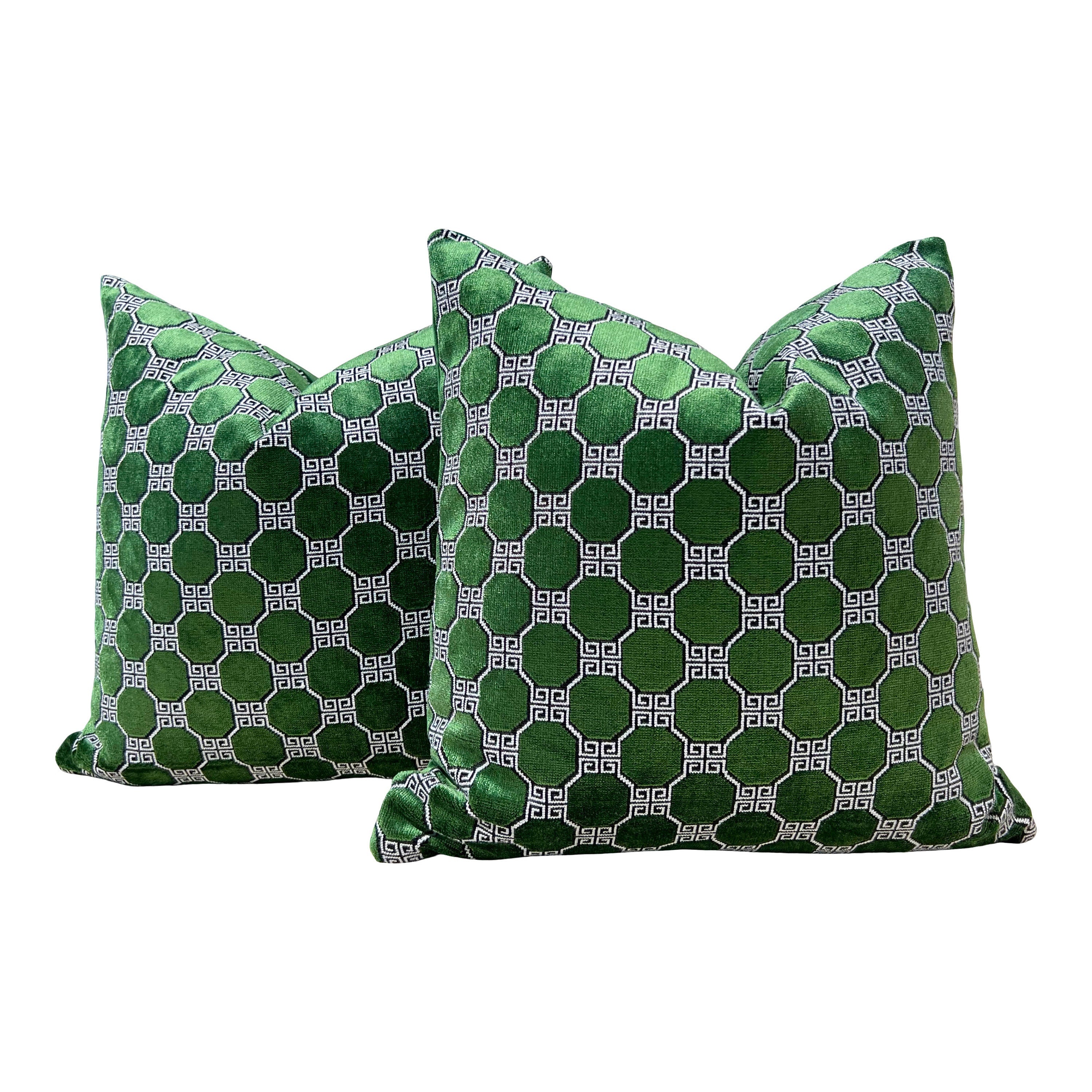 Schumacher Octavia Velvet Pillow in Emerald. Velvet Lux Pillow, Long Lumbar Pillow, Designer Pillows, High End Pillows, Contemporary Pillows