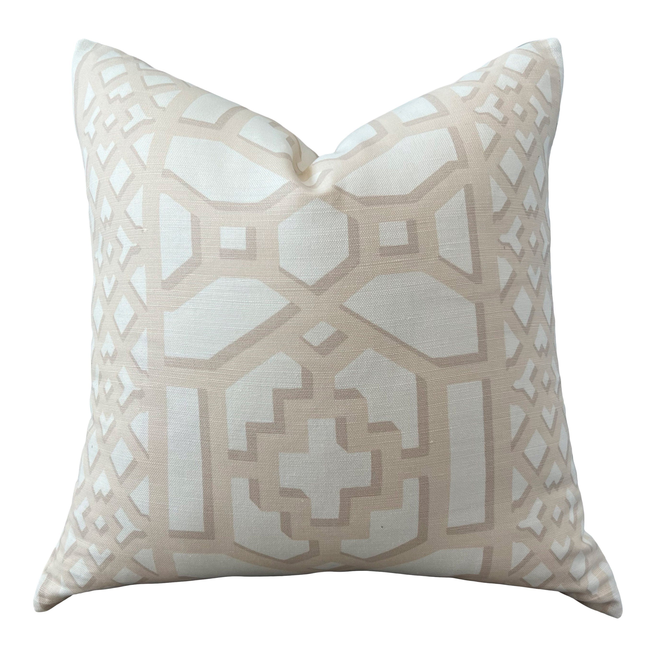 Schumacher Zanzibar Trellis Pillow in Blush. Designer Geometric Pillows, High End Pink Pillow Covers, Accent Throw Pillows, Euro Sham Cover