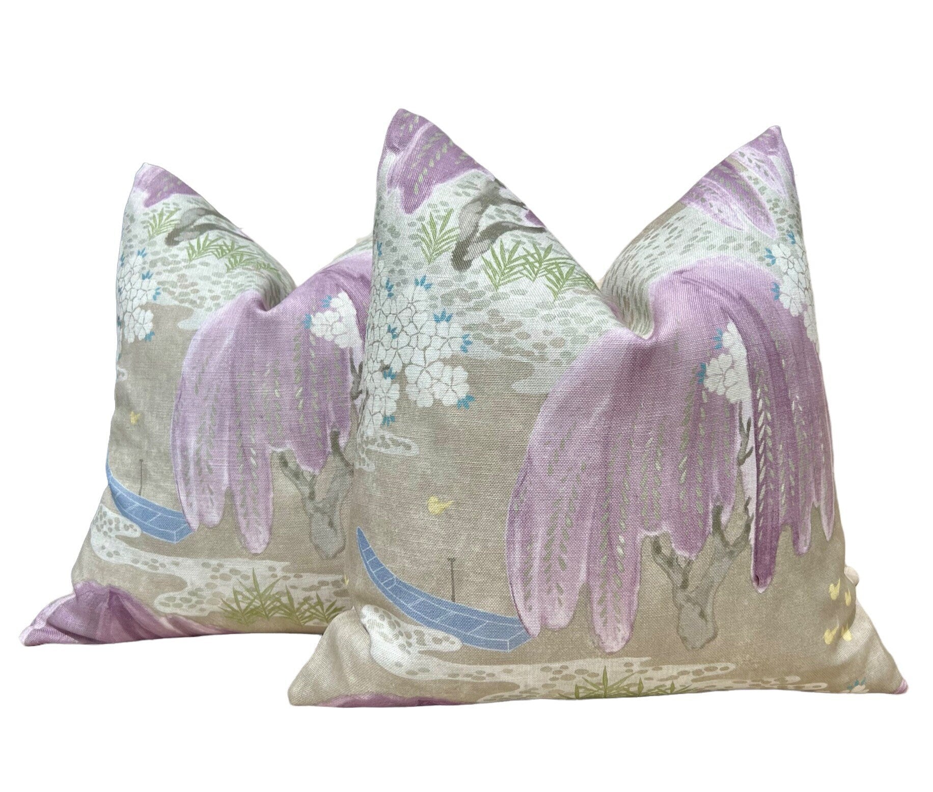 Thibaut Willow Tree in Lavender. Designer Pillows, Accent Beige Pillow, High End Pillows, Floral Pillow Cover, Lumbar Pillows, Euro Sham