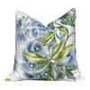 Camellia Garden Pillow in Sky Blue. Designer Pillows High End Pillows, Aqua Blue Floral Pillows, Linen Pillow Cover, Floral Bedroom Decor