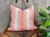 Schumacher Creeping Fern Pillow Coral. High End Pillows, Striped Lumbar Pillow in Coral, Designer Modern Throw Cushion, Euro Sham 26x26