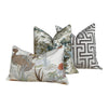 Lee Jofa Luzon Pillow in Apricot. Linen Cream Pillow Designer Exotic Bird Pillows, Luxury Botanical Pillow, euro Sham Linen Cover 26x26