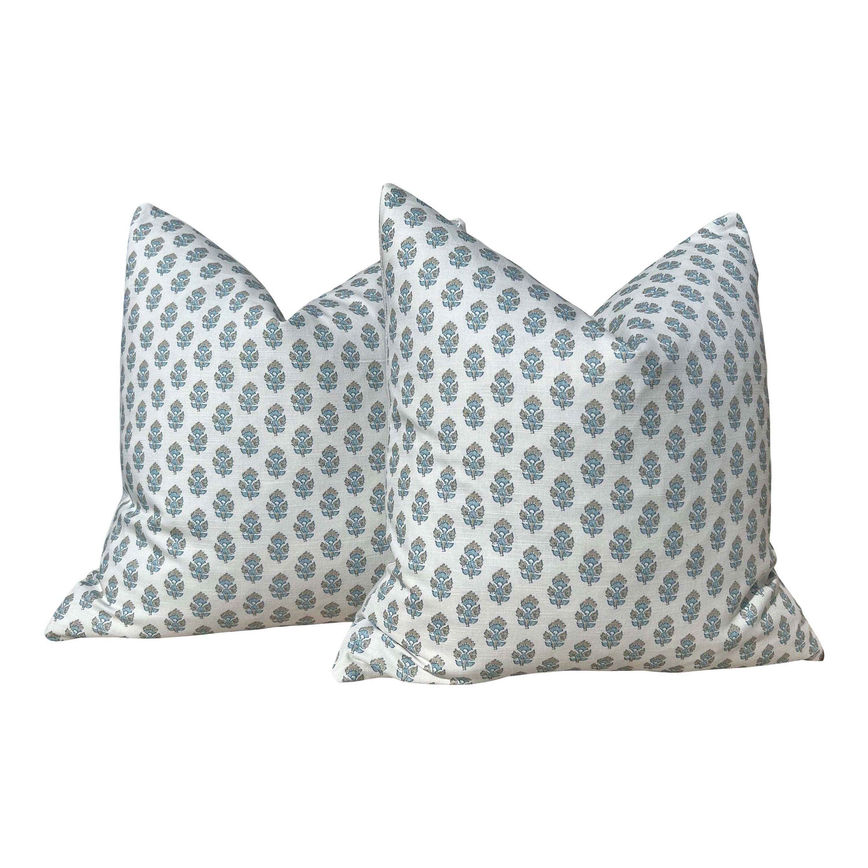 Designer Julian Pillow in Blue and Spa Blue. Accent Aqua Blue Pillow Cover Decorative Pillow Designer Throw Pillow, Euro Sham Cover Sky Blue