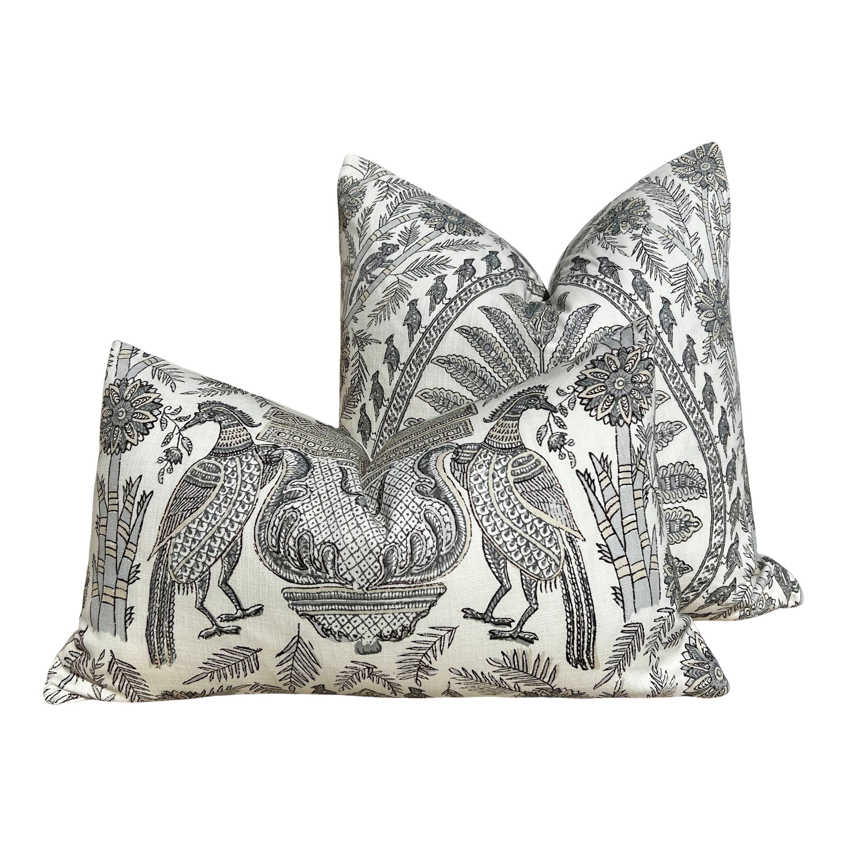 Thibaut Palampore Pillow in Gray. Palm Leaf Pillow Cover, Medallion Cushion, Chinoiserie Accent Pillow, Bedding Pillow Decor Designer pillow