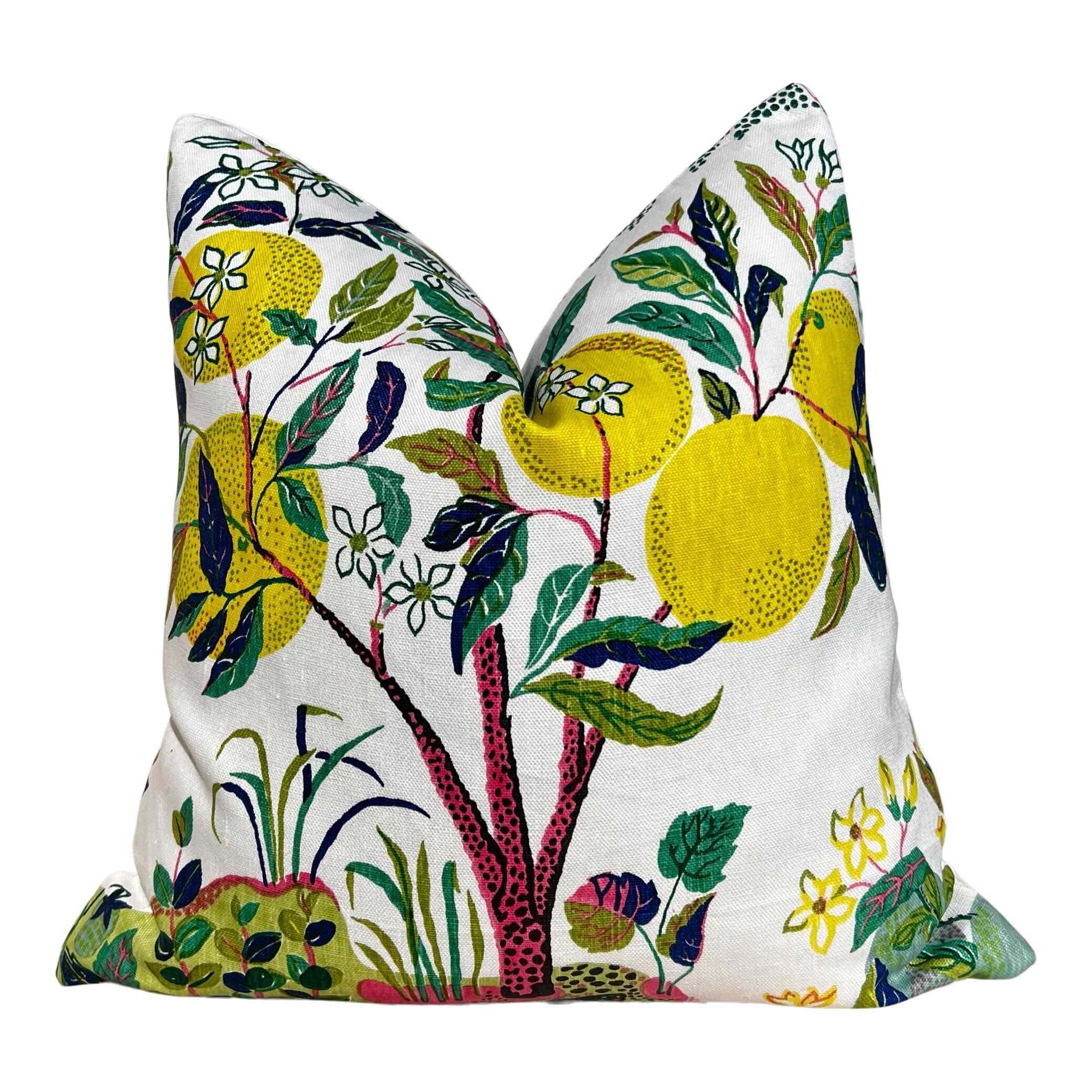 Schumacher Linen Citrus Garden Pillow in Lime. Designer Linen Pillow, Josef Frank Accent Pillow, Lemon Tree Pillow Cover, Schumacher Pillow