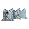 Load image into Gallery viewer, Thibaut Mendoza Suzani French Blue and Lavender. High End Pillow Covers, Designer Navy Pillow, Medallion Euro Sham Covers, Lumbar Pillows