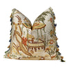 Load image into Gallery viewer, Thibaut Fishing Village Pillow in Beige with Tassel Trim, Chinoiserie Pillow Cover, Beige Green Decorative Pillows, Euro Sham Cover
