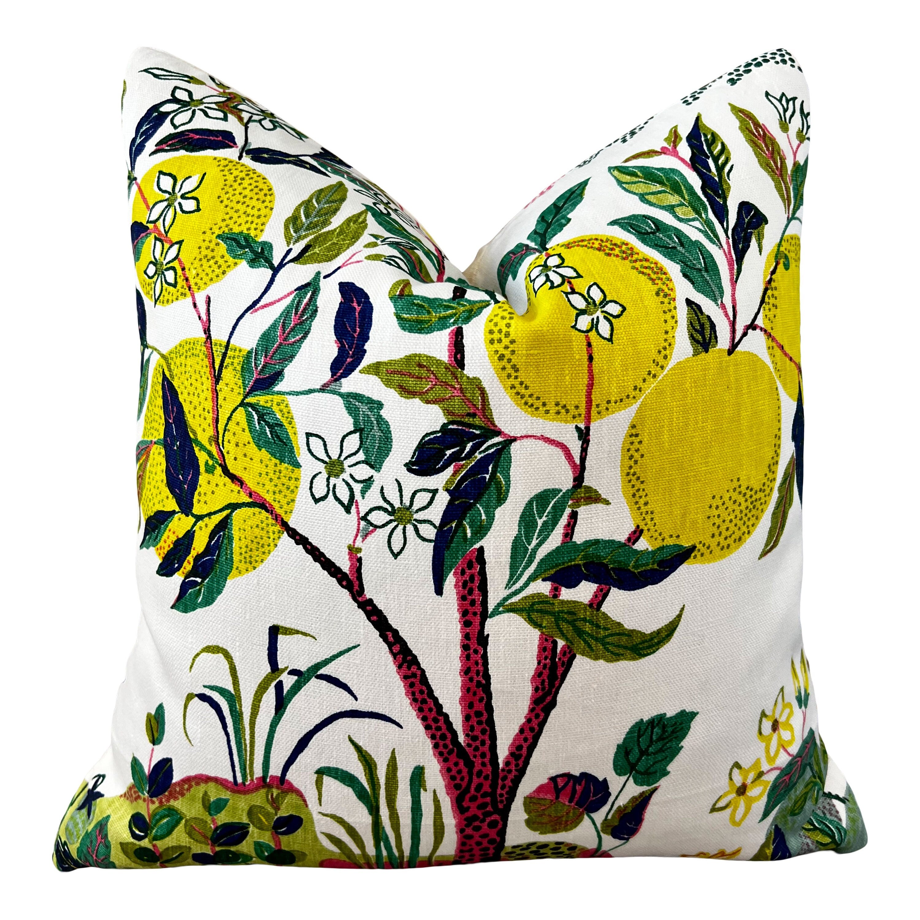 Schumacher Linen Citrus Garden Pillow in Lime. Designer Linen Pillow, Josef Frank Accent Pillow, Lemon Tree Pillow Cover, Schumacher Pillow