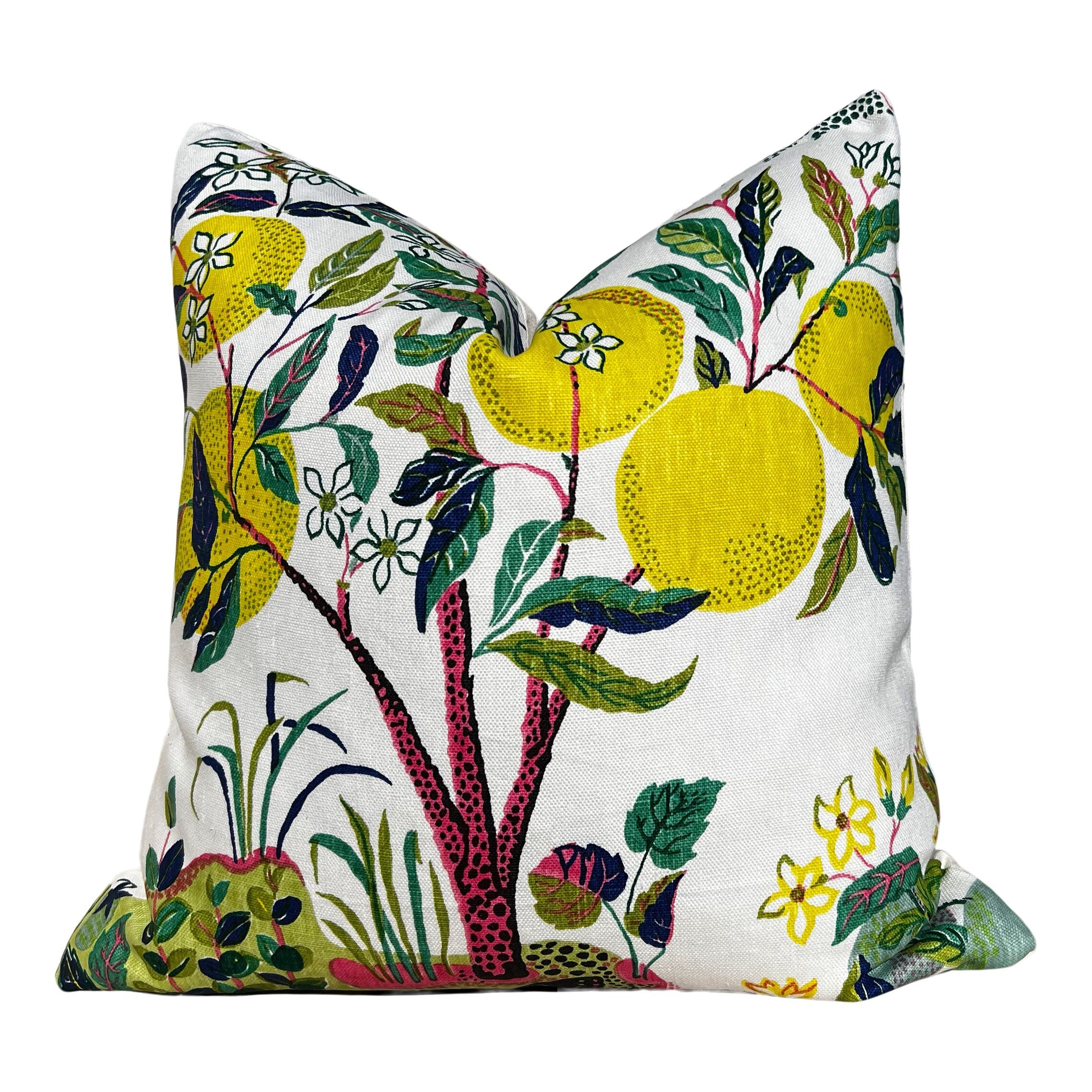 Schumacher Linen Citrus Garden Pillow in Lime. Designer Linen Pillow, Josef Frank Accent Pillow, Lemon Tree Pillow Cover, Schumacher Pillow