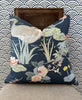 Load image into Gallery viewer, Lee Jofa Luzon Pillow in Sapphire. Linen Blue Pillow Designer Exotic Bird Pillows, Luxury Botanical Pillow, euro Sham Linen Cover 26x26