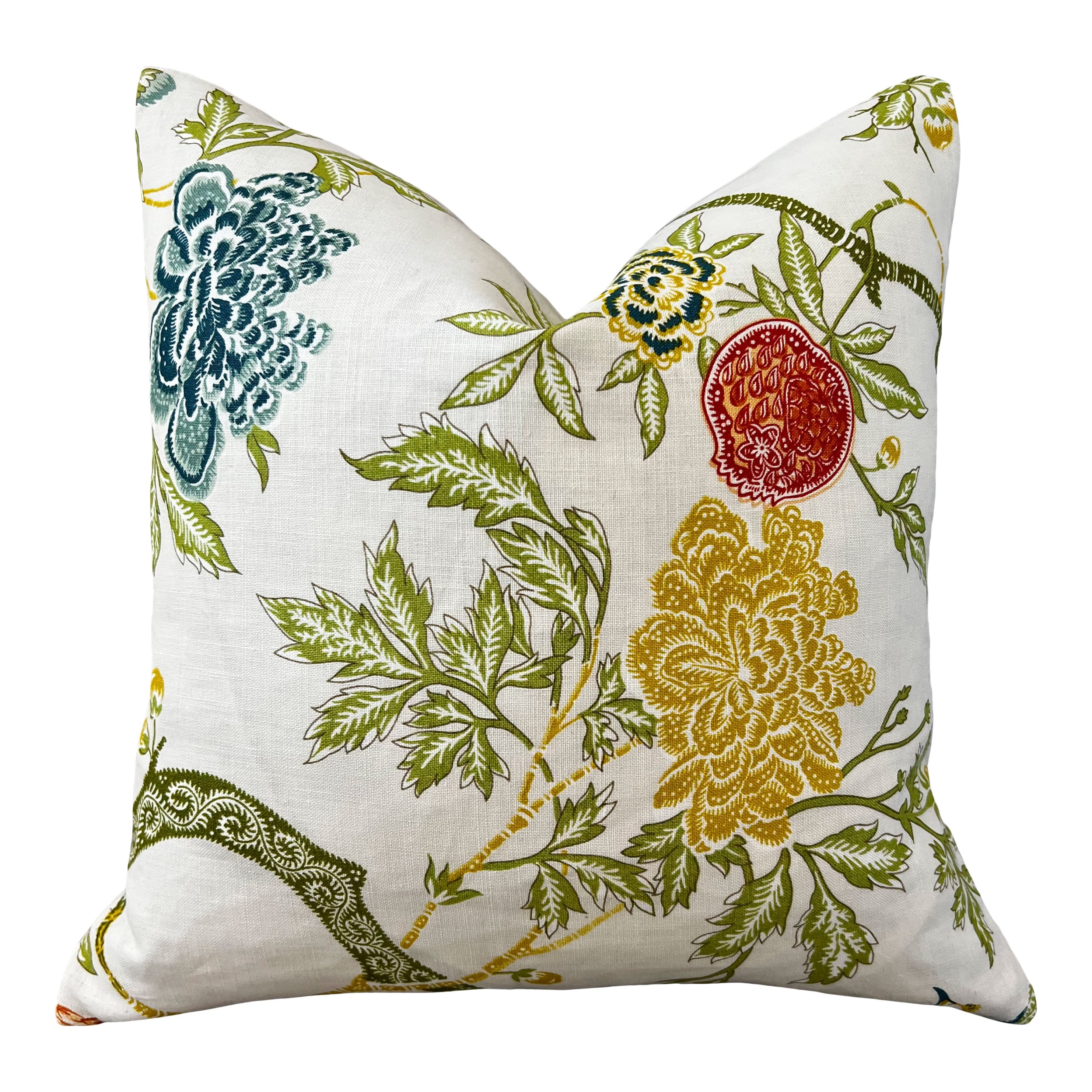 Schumacher Arbre Chinois Pillow in Meadow. Decorative lumbar Pillow. Decorative Accent Cushion Covers Green and Cream, Lumbar Throw pillow.