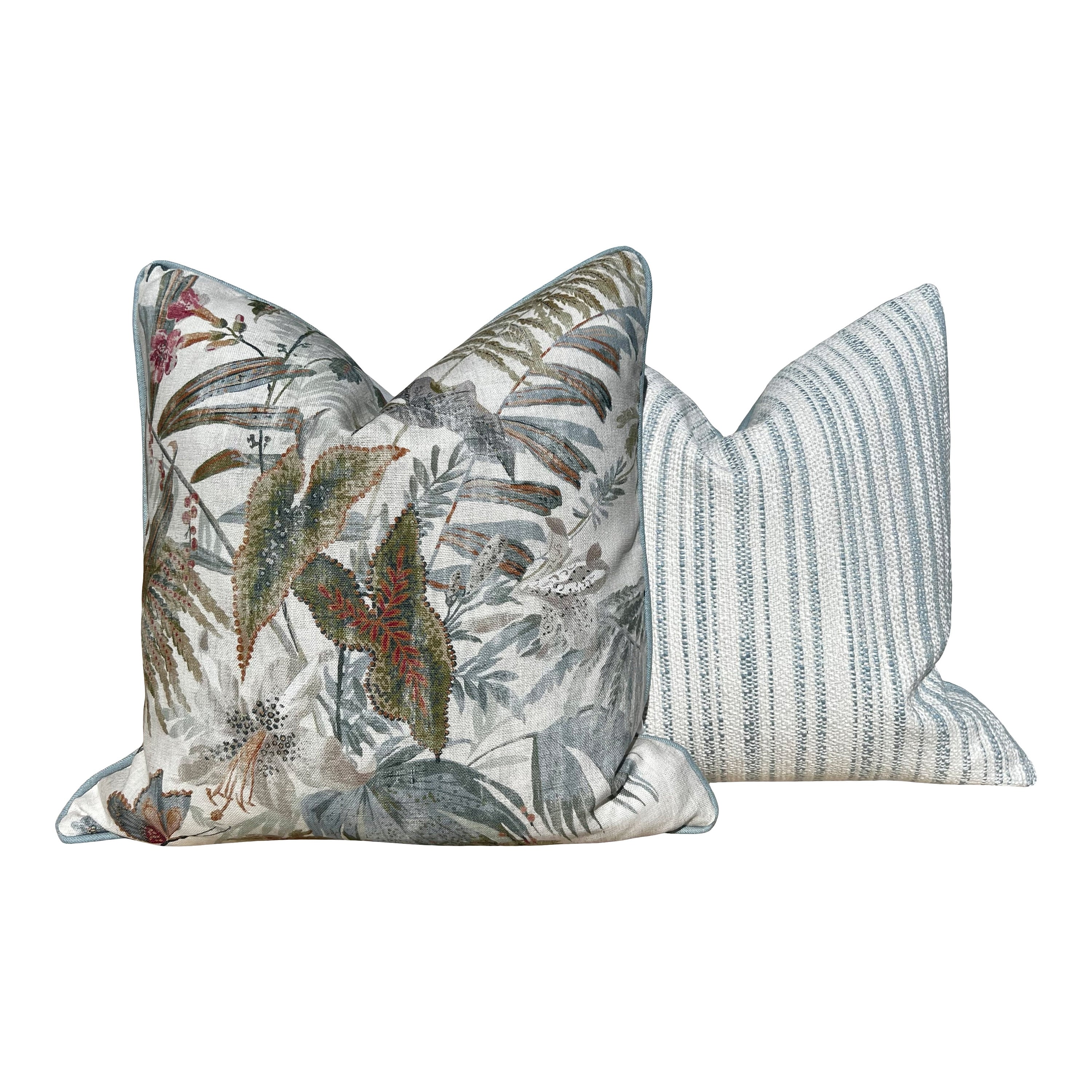Thibaut Bellano Stripe Pillow Powder Blue. Lumbar Woven Striped Blue White Pillow Cover, Decorative Euro Sham, Designer Blue Accent Pillow