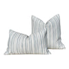 Thibaut Bellano Stripe Pillow Powder Blue. Lumbar Woven Striped Blue White Pillow Cover, Decorative Euro Sham, Designer Blue Accent Pillow