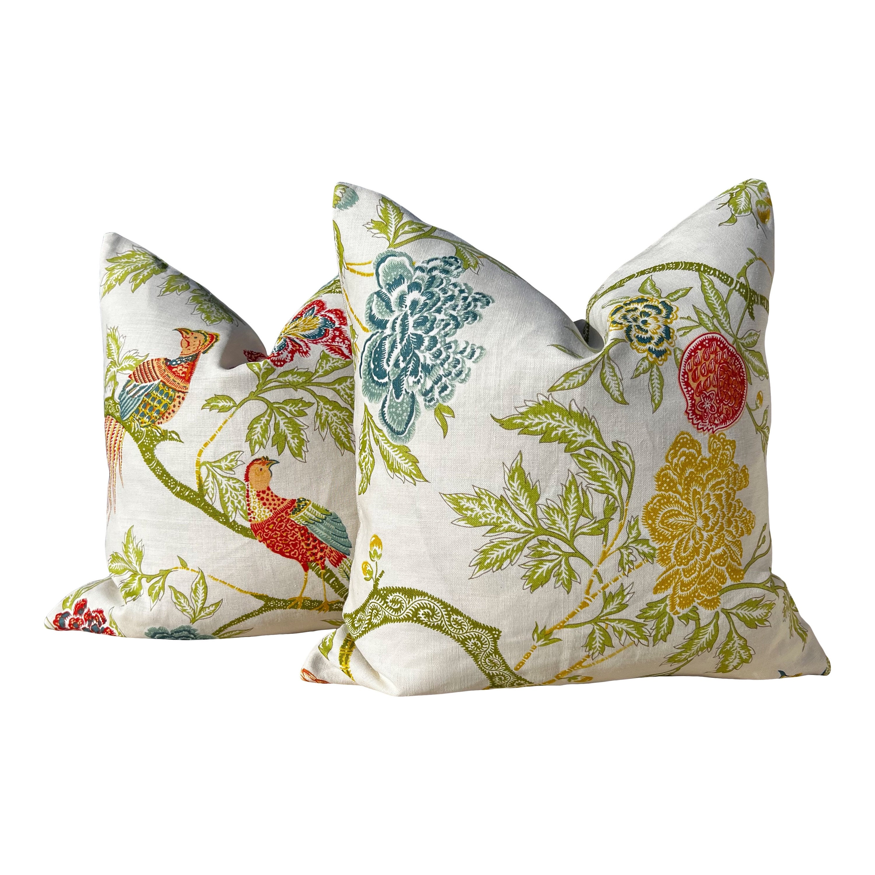 Schumacher Arbre Chinois Pillow in Meadow. Decorative lumbar Pillow. Decorative Accent Cushion Covers Green and Cream, Lumbar Throw pillow.
