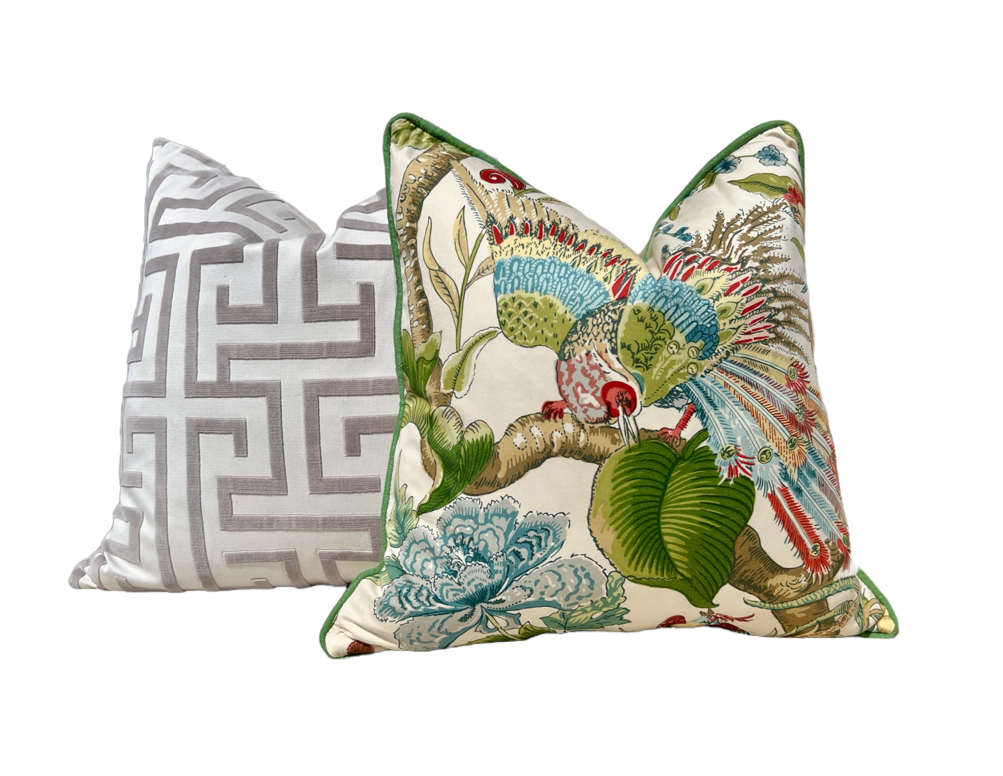 Schumacher Cranley Garden Pillow in Green.